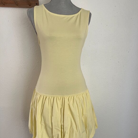 ASOS Yellow Bubble Hem Mini Dress Y2K Party Dress - Picture 4 of 7